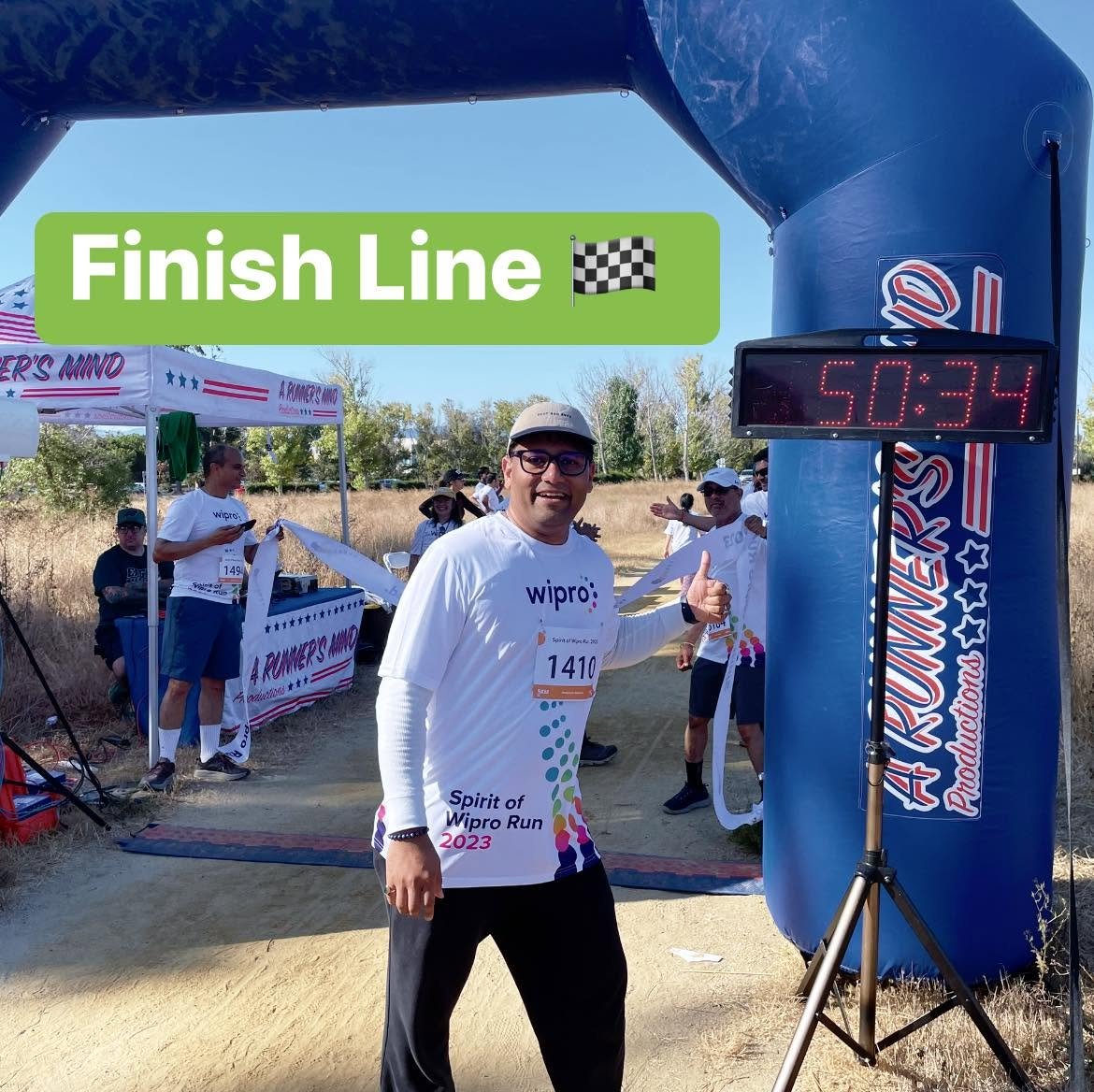 Crossing the finish line at the Spirit of Wipro Run 2023